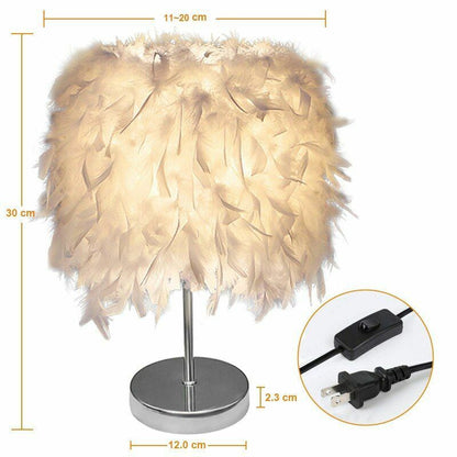 Feather Crystal Table Lamp Bedside Reading Room Sitting Heart Bedroom Light Gift