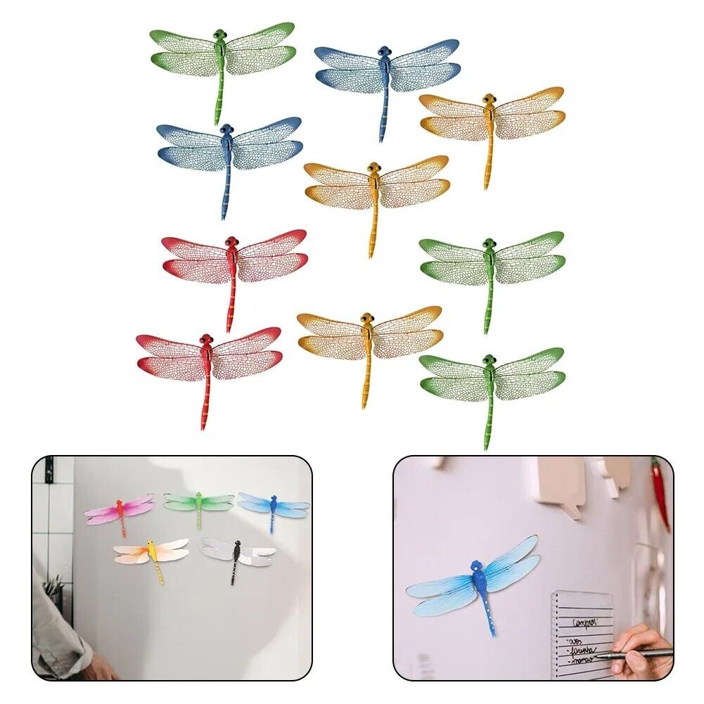 Dragonfly Ornament 10Pcs PVC Magnetic Simulated Home Garden Flower Bed Decor 9cm