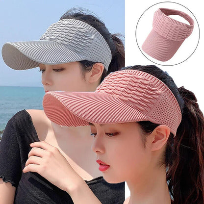 Women Visor Caps UV Summer Empty Top Hat Hollow Out Breathable Baseball Sunshade