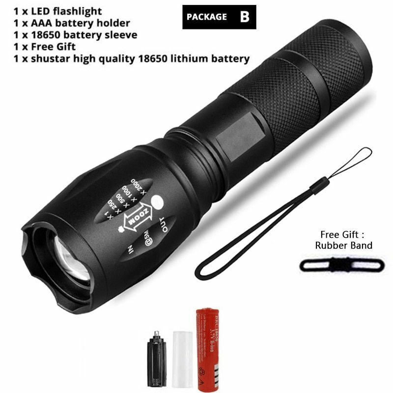 LED Flashlight Ultra Bright Waterproof MINI Torch T6/L2/V6 Zoomable Modes 18650