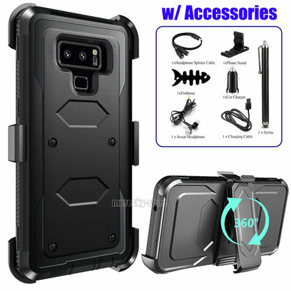 For Samsung Galaxy Note 9 Heavy Duty Clip Holder Case Cover, w/ Accessories