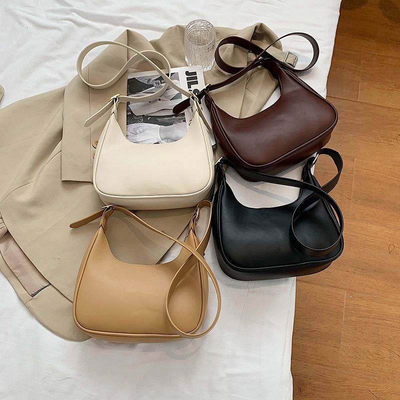 Shoulder Bag Women Casual Crossbody Leather Solid Color Handbag Black Brown 1 PC