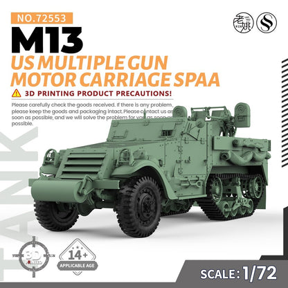 SSMODEL SS72553 1/72 Military Model Kit US M13 Multiple Gun Motor Carriage
