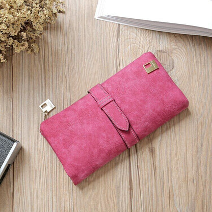 Women's Wallets Leather Billfold Handbag Clamps Cash Clip Female Coin Purse Card