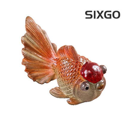 8cm Exquisitely Color Changing Goldfish Carp Tea Pet Wealth Attraction Ornament