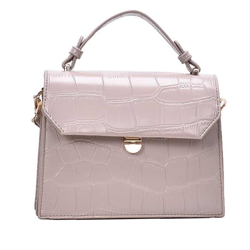 Stone Patent White Crossbody Bags Small Handbag Synthetic Leather Bag 17*21*8 CM