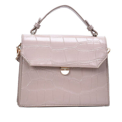 Stone Patent White Crossbody Bags Small Handbag Synthetic Leather Bag 17*21*8 CM