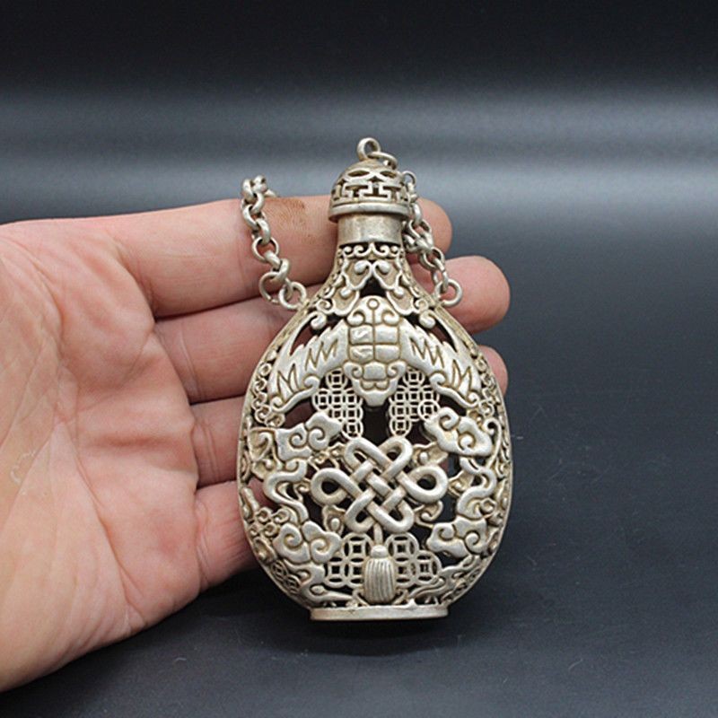 Chinese Knot Incense Pouch | Miao Silver Carving | Antique Style Perfume Holder