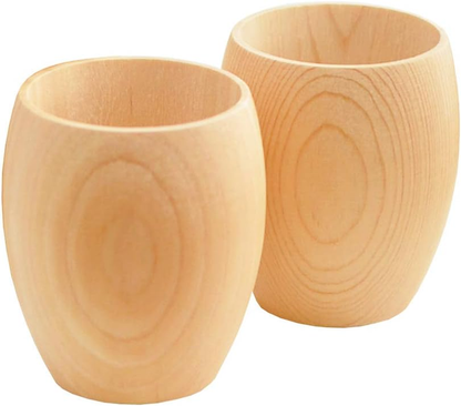 Japanese Traditional Wooden Sake Cups Handmade Home Decoration Gift Set of 2