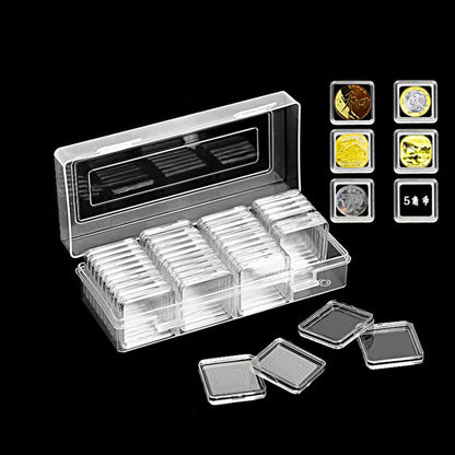 40 Pcs Square Plastic Coin Collection Boxes Storage Holder Container Boxes Case