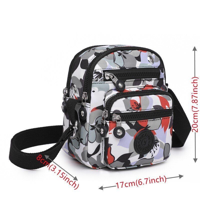 Nylon Printing Shoulder Bags Elegant Crossbody Travel Fashion Zipper Pocket Bag