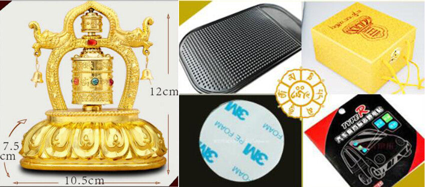 Battery/Solar Prayer Wheel Arch w/ Bells Luck Signs Buddha Mantras OM w/ Gifts