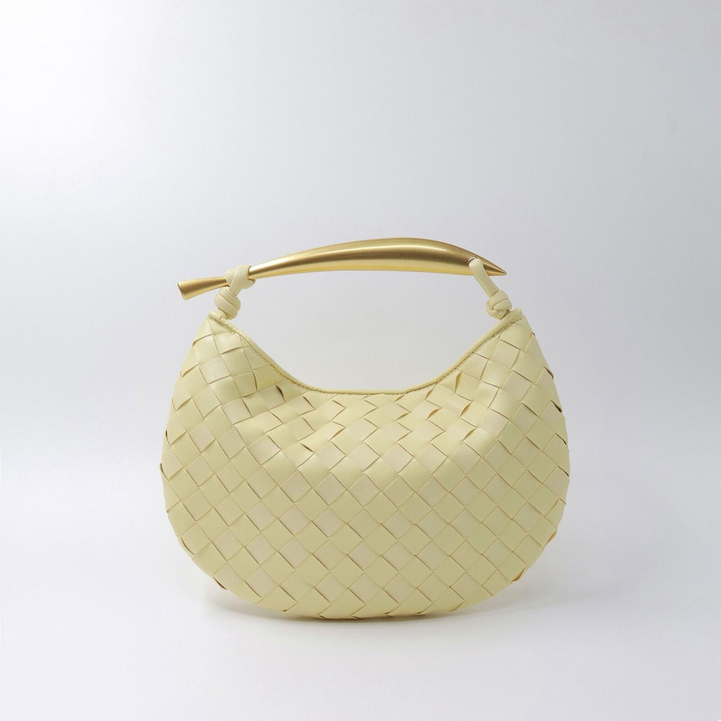 Woven Microfiber Leather Top Metal Handle Clutch Handbag Purse Tote Fashion Bag