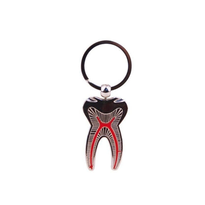 Tooth Shape Key Chain 5Pcs Metal Creative Pendant Dental Clinic Advertising