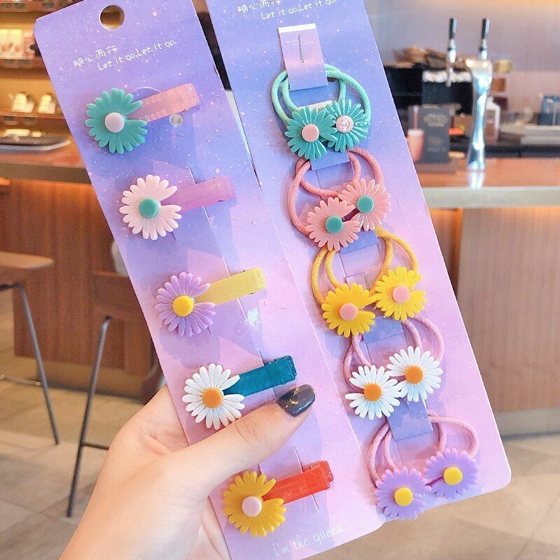 Hair Bands 10/20 Pcs/Bag Shiny Flowers Baby Scrunchies Rubber Kids Accessories