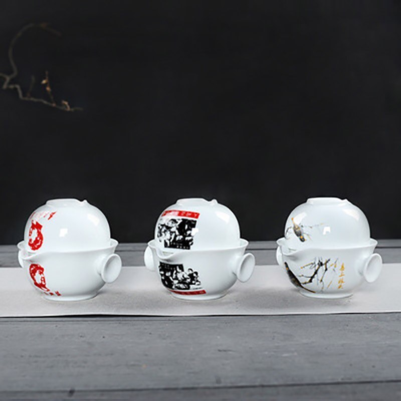 Ceramics Tea Set Include 1 Pot 1 Cup Porcelain Gaiwan Teapot Kung Fu Travel