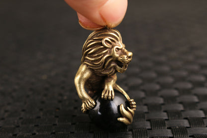 chinese bronze hand carved leo statue figure collectable pendant netsuke Art