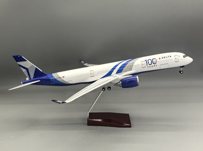 47CM 1:140 DELTA 100 YEARS AIRBUS A350 Airplane Led Sound Light Resin Model