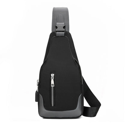 Men Durable Sling Bag USB Charging Port Chest Bags Outdoor Oxford Multipurpose