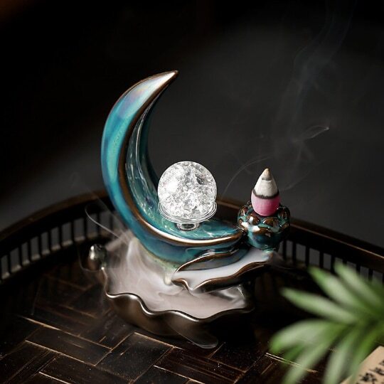Backflow Incense Burner Incense Tray Home Creative Moon Incense Burner for Cones