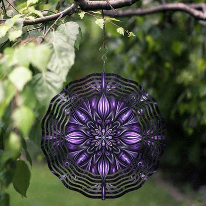 HelloYoung Solar Wind Spinner 4-in-1 Metal Mandala Garden Patio Decor