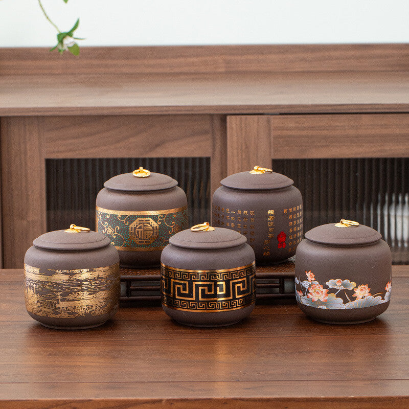 Sealed Tea Canister With Lid Small Yixing Zisha Purple Clay Jar For Loose Tea
