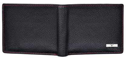 NEW BLACK/RED BI-FOLD LEATHER MEN'S WALLET RFID PROTECTION GIFT ITEM