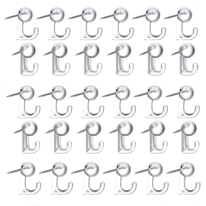 Message Board Holder 50Pcs Metal Plastic Hook-Shaped Push Pins Paper Thumb Tacks