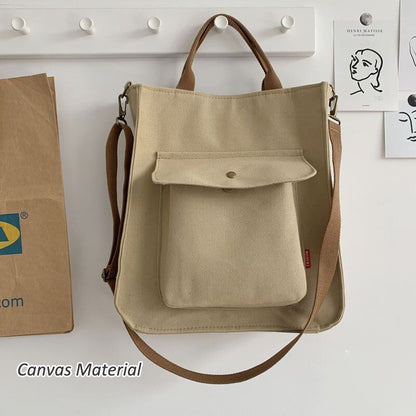 Shoulder Bag Women Vintage Shopping Bags Zipper Bookbag Handbags Casual Pockets