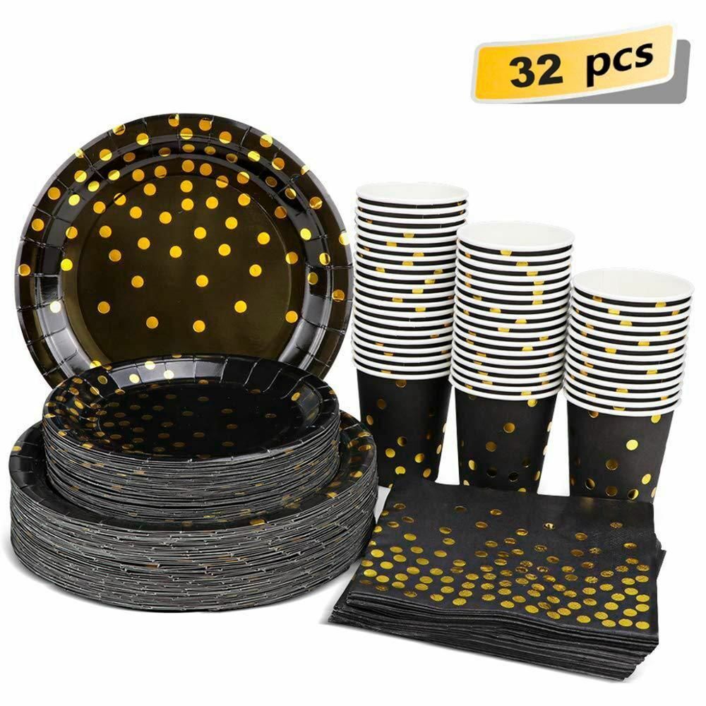 8Pcs/Set Disposable Tableware Plate/Napkin Birthday Wedding Party Decor Supplies