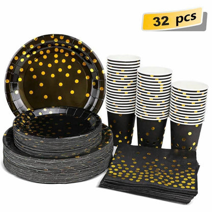 8Pcs/Set Disposable Tableware Plate/Napkin Birthday Wedding Party Decor Supplies