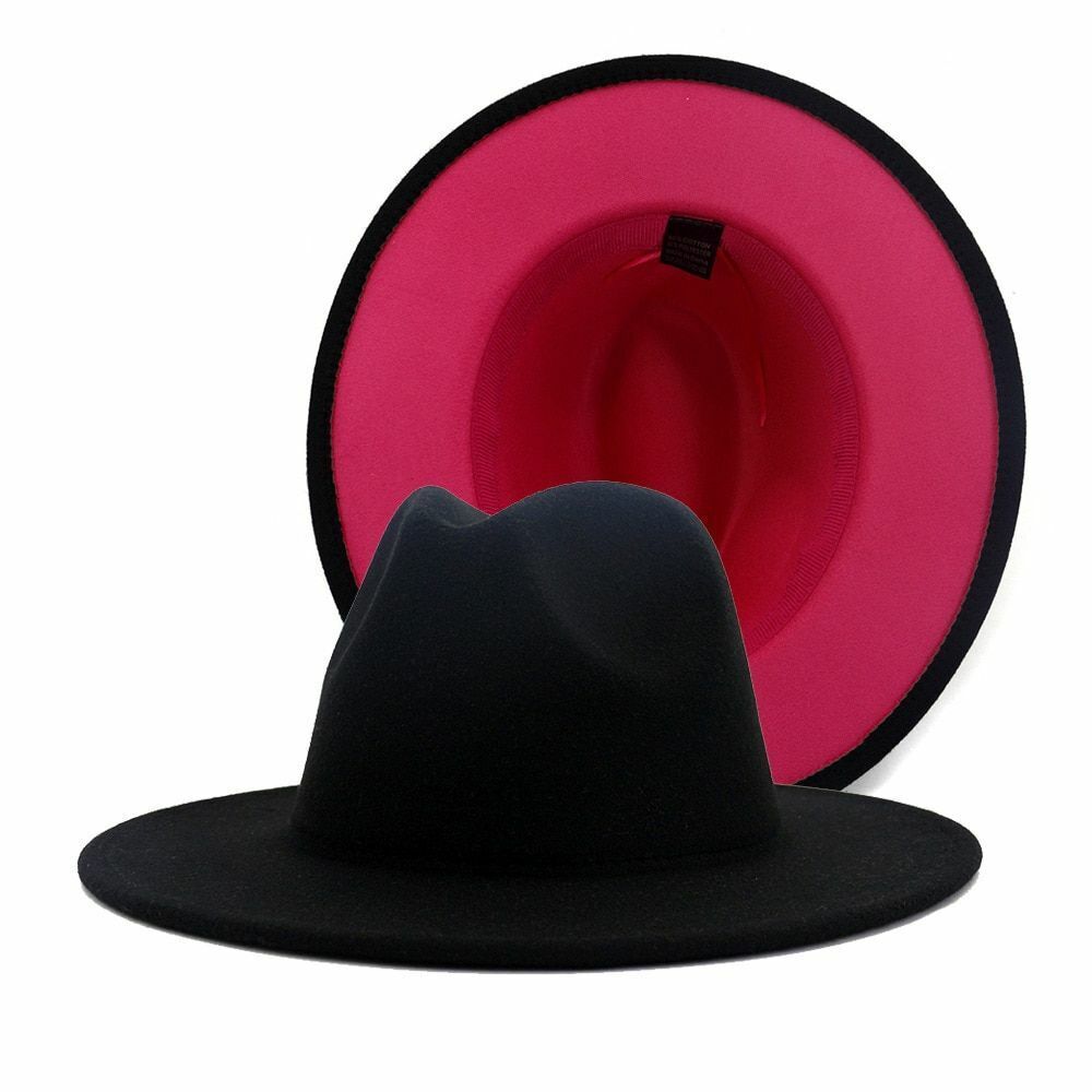 Hats Women Flat Wide Brim Wool Felt Men Black Red Goth Vintage Wedding Elastic