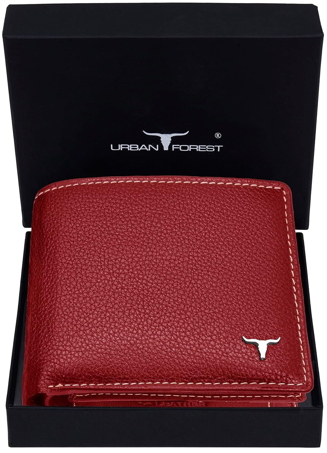 New Red Bi-Fold Leather Men's Wallet RFID Protection Gift Item