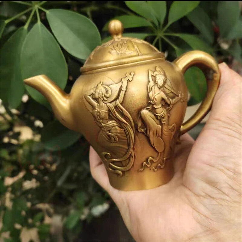 Brass Flying Fairy Tea Pot Wine Pot Exquisite Home Furnishings Decorations