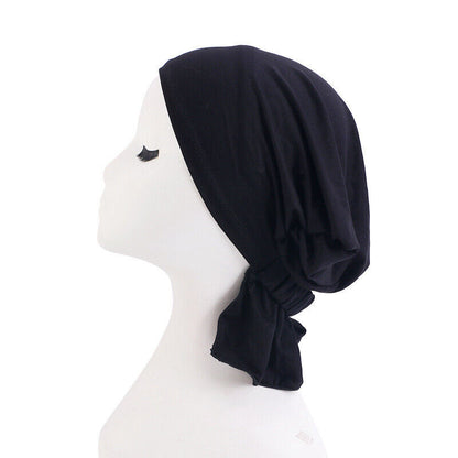 Womens Hair Loss Wrap Cancer Chemo Cap Solid Muslim Turban Hijab Hat Head Cover