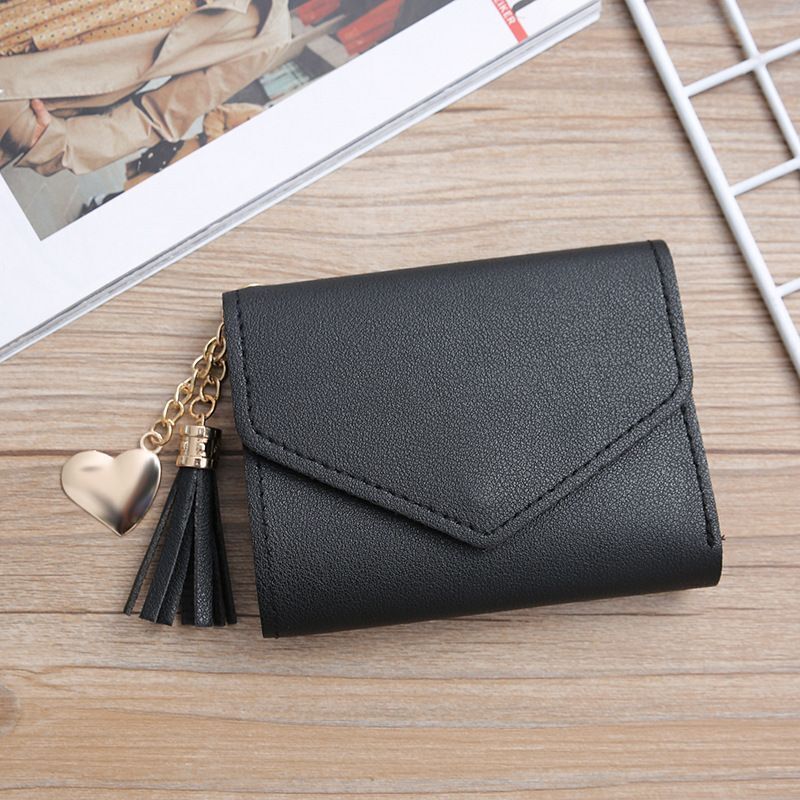 Fringed Wallet Synthetic Leather Three Fold Purse Card Purse Change Bags Pouches