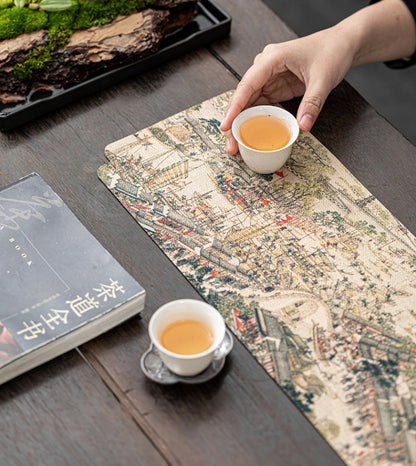 dirt resistant tablecloth water proof active printing mat for kungfu tea set new