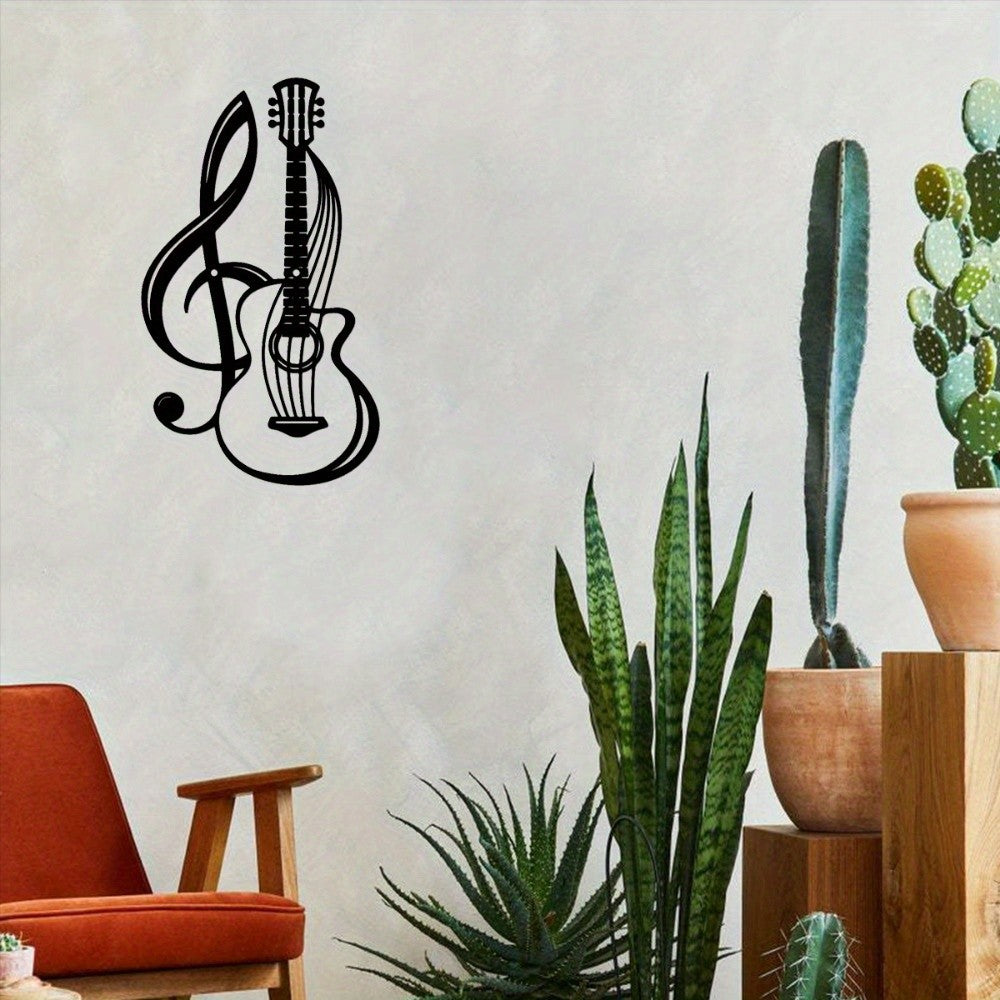CIFbuy Black Metal Guitar Wall Art Iron Sculpture Home Decor Music Gift