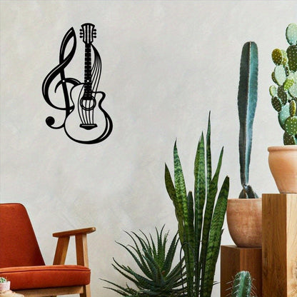 CIFbuy Black Metal Guitar Wall Art Iron Sculpture Home Decor Music Gift