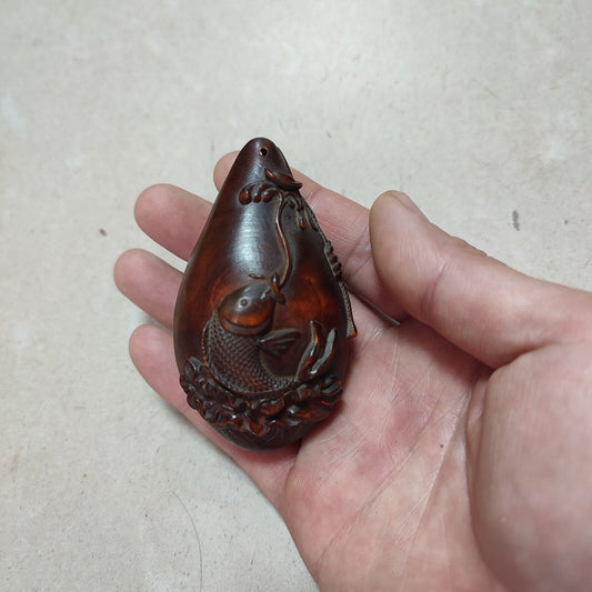 Vintage Christmas Figurines Wooden Statue Mammon Buddha Statue Fish Plaything