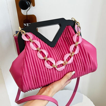 Pleated Bags Blue/Orange Shoulder Bag Big Totes Handbag Purse Evening Clutch Bag