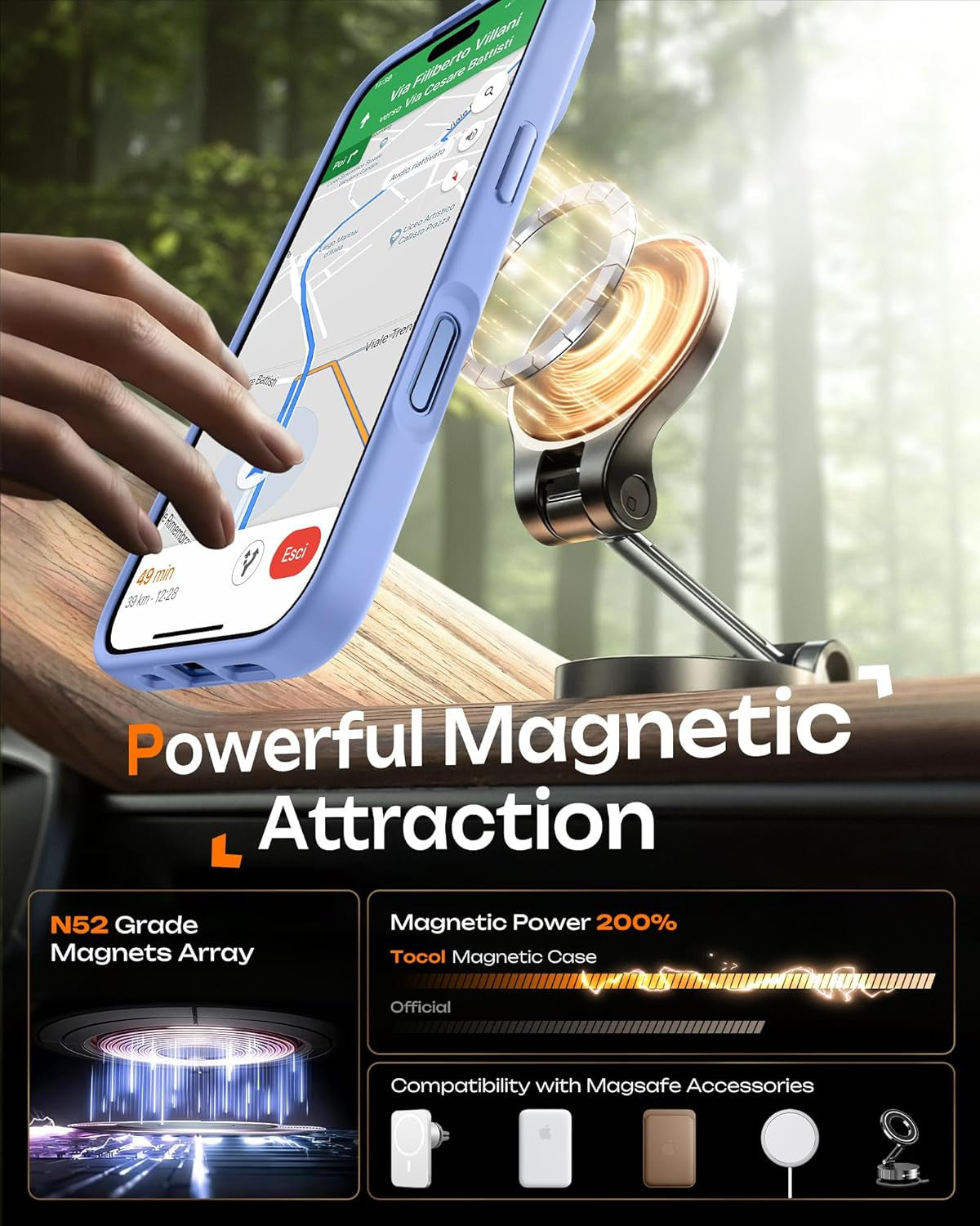 for 17 Case, Full Camera Protection, Built-In Magnetic Ring, Compatible with Mag