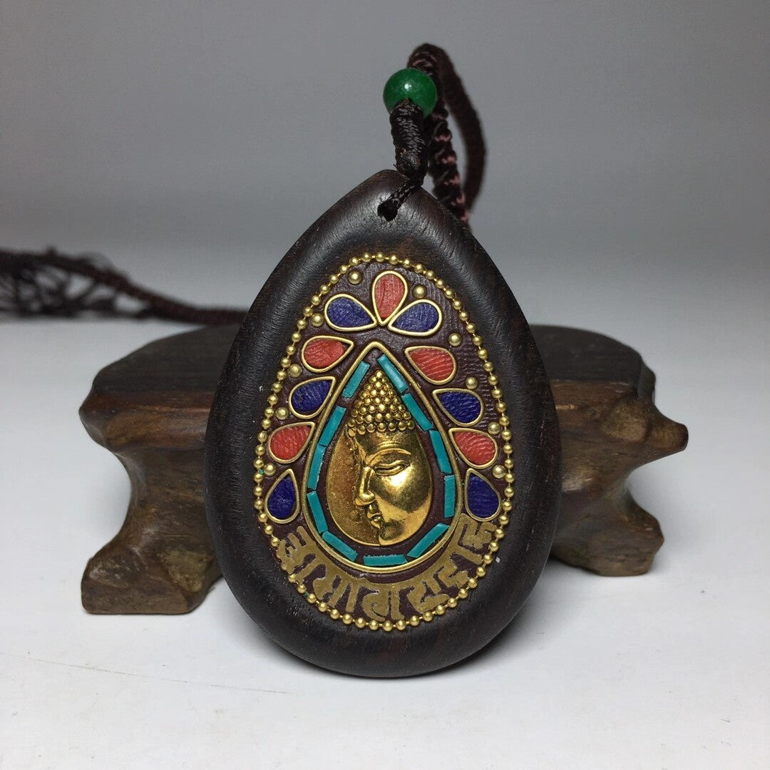 Collected Old Ebony Pendant Ethnic Style Charm Buddhist Statue Pendant