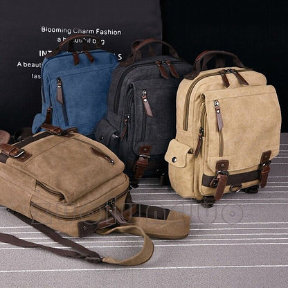 Unisex Canvas Convertible Small Backpack Rucksack Chest Pack Sling Bag Traavel