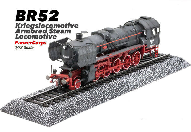 1:72 PanzerCorps BR52 Kriegslocomotive Amored Steam Locomotive Plastic Model