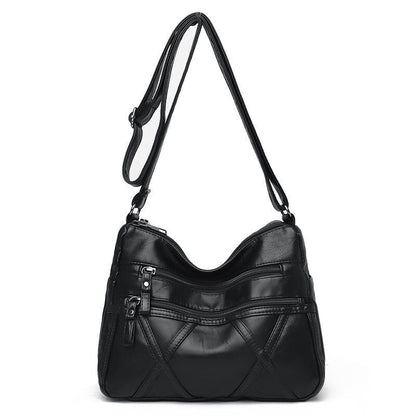 Women's Soft Leather Shoulder Bags Multi-Layer Crossbody Bag Handbag