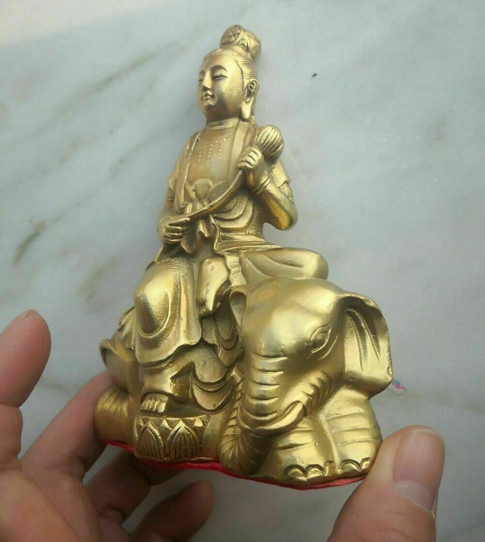 Bodhisattva ManjusriBrass Samantabhadra Statue Buddhism Guan Yin Buddha Decor
