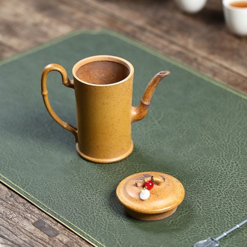 China Duan Clay Tea Pot True Yixing Zisha Master Pot Bamboo Relief Handmade Pots