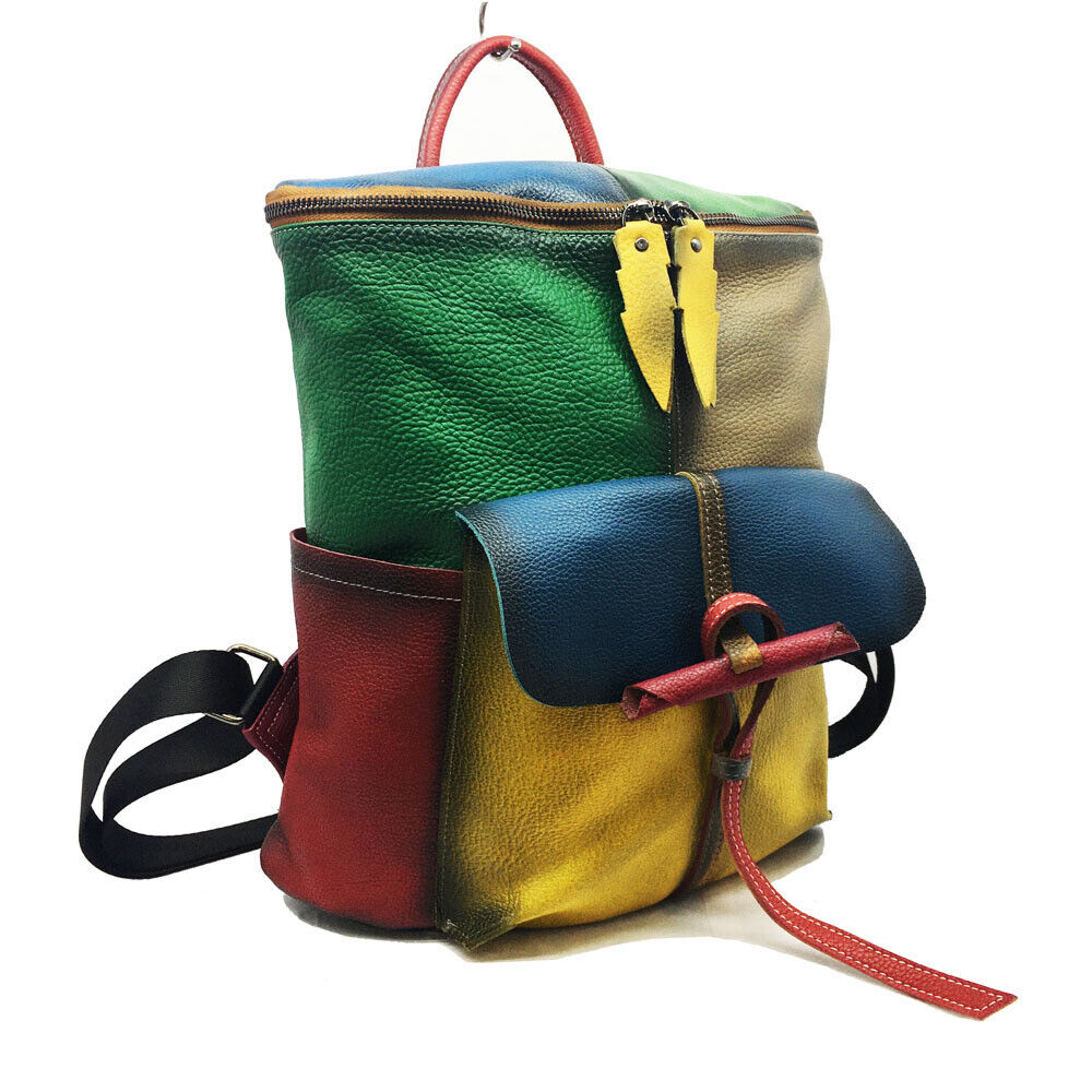 Women's Backpack, Designer Genuine Leather Multi-color Satchel Tote Shoulder Bag