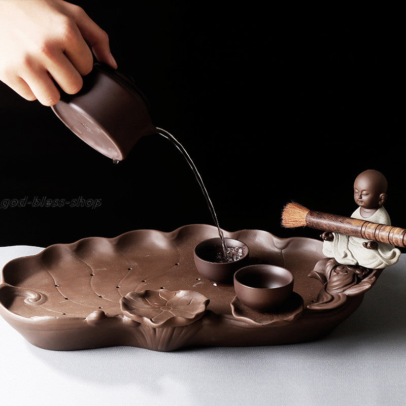 Reservoir Tea Plate For Pot Cup Yixing Zisha Purple Clay Tea Tray Lotus Tea Pet